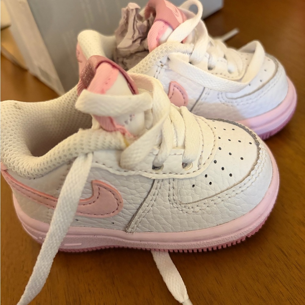 Baby light pink Nike Force 1  size 2 crib shoes